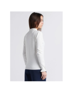 Pull à pois relief solferinos blanc femme - La Petite Etoile