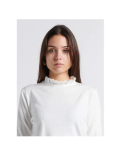 Pull à pois relief solferinos blanc femme - La Petite Etoile