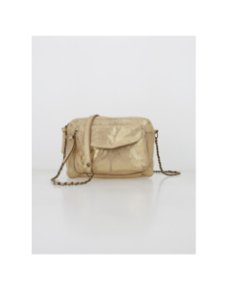 Sac bandoulière en cuir naina large doré femme - Pieces