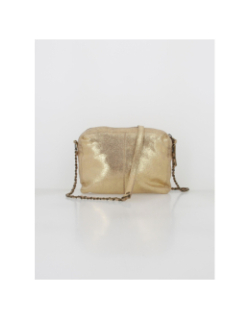 Sac bandoulière en cuir naina large doré femme - Pieces