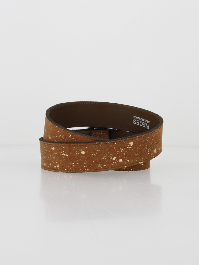 Ceinture en suède nana marron doré femme - Pieces