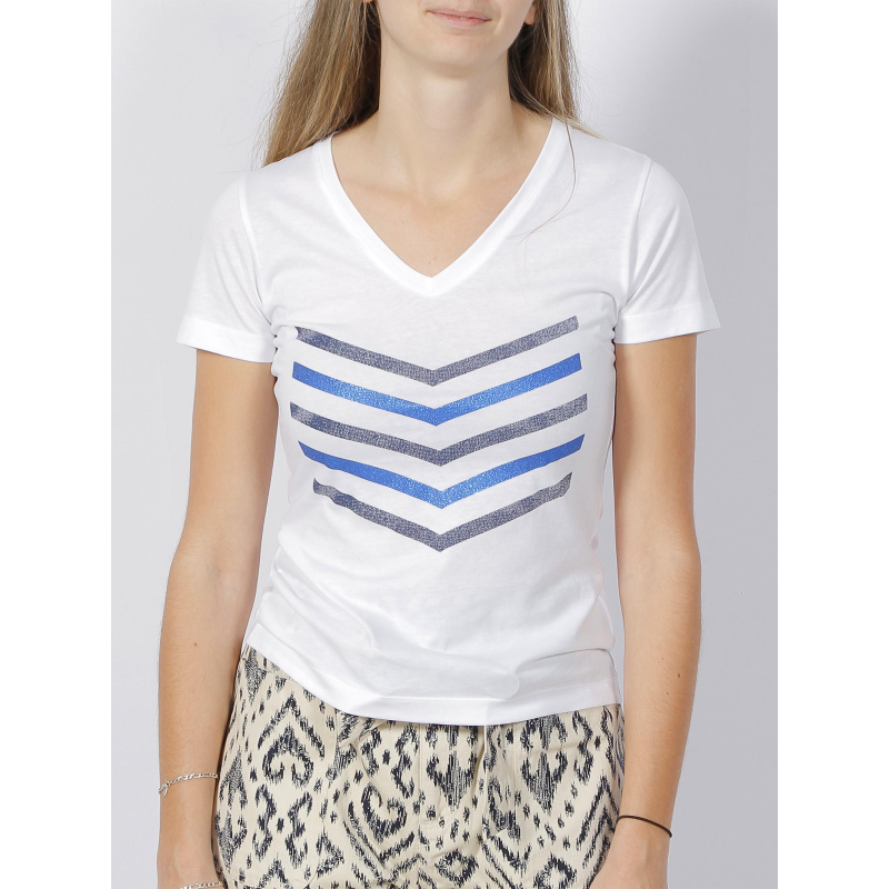 T-shirt hailey logo paillete bleu blanc femme - HBT