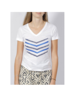 T-shirt hailey logo paillete bleu blanc femme - HBT