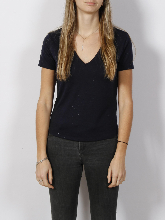 T-shirt paillettes dora bleu marine femme - JDY