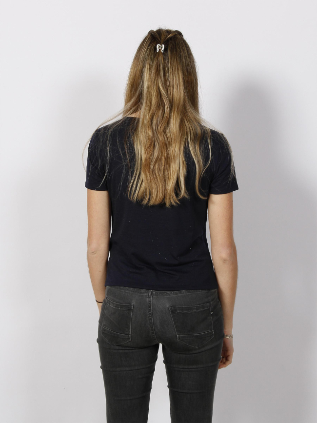 T-shirt paillettes dora bleu marine femme - JDY