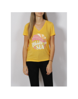 T-shirt col v tess sun jaune femme - Vero Moda