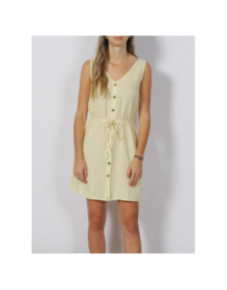 Robe courte rayée bumpy jaune blanc femme - Vero Moda