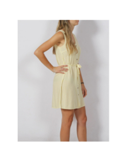 Robe courte rayée bumpy jaune blanc femme - Vero Moda