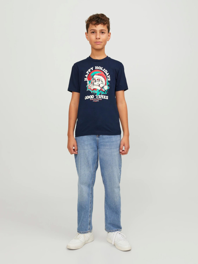 T-shirt christmas skull bleu marine garçon - Jack & Jones