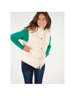 Doudoune sans manche velours rayia beige femme - Deeluxe