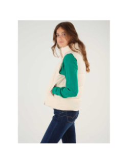 Doudoune sans manche velours rayia beige femme - Deeluxe