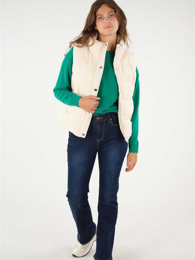 Doudoune sans manche velours rayia beige femme - Deeluxe