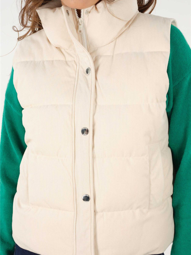 Doudoune sans manche velours rayia beige femme - Deeluxe