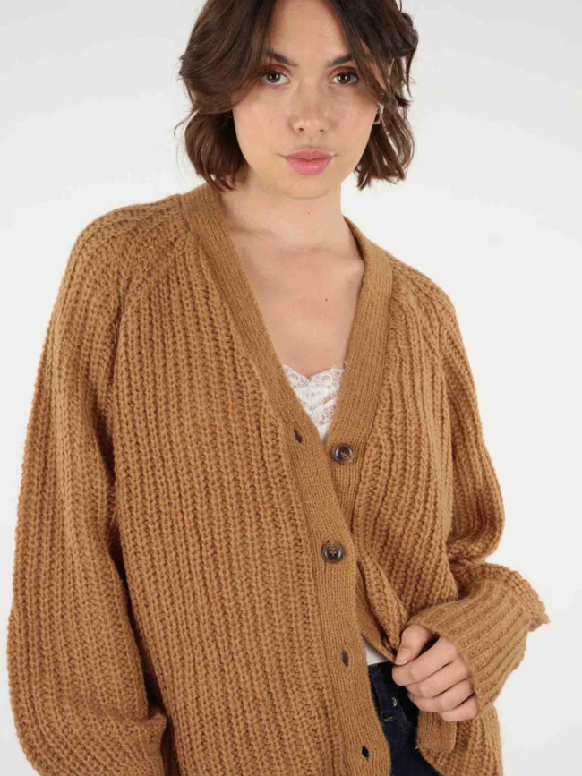 Gilet cardigan zanae marron femme - Deeluxe