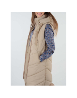 Doudoune sans manche longue aninata beige femme - Deeluxe