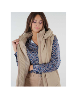 Doudoune sans manche longue aninata beige femme - Deeluxe