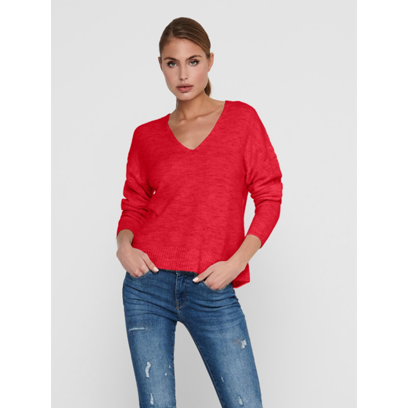 Pull col v elanora rouge femme - JDY