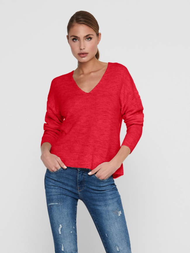 Pull col v elanora rouge femme - JDY