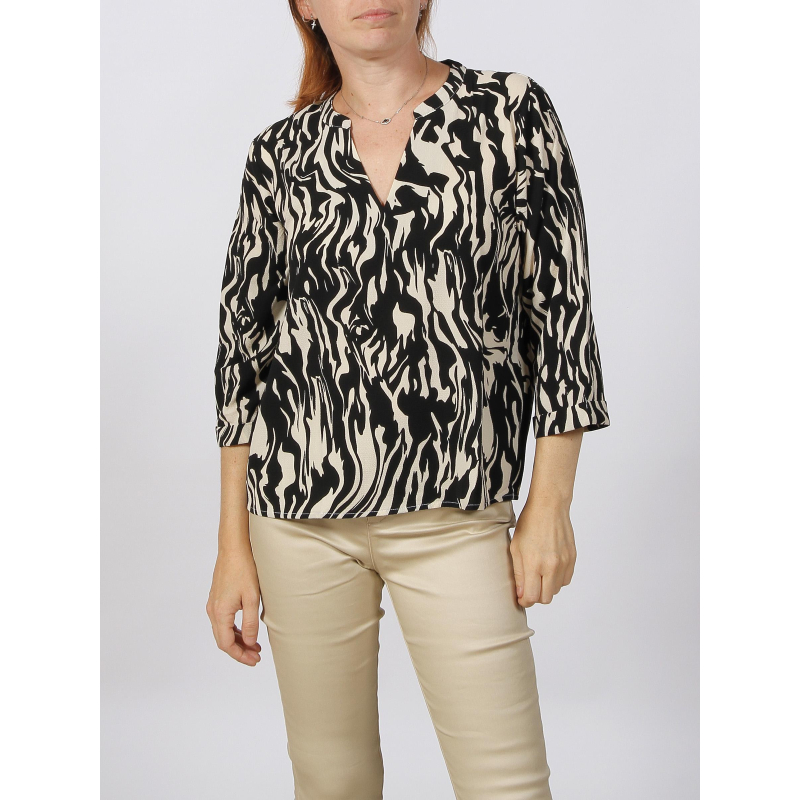 Blouse piper manche 3/4 noir femme - JDY