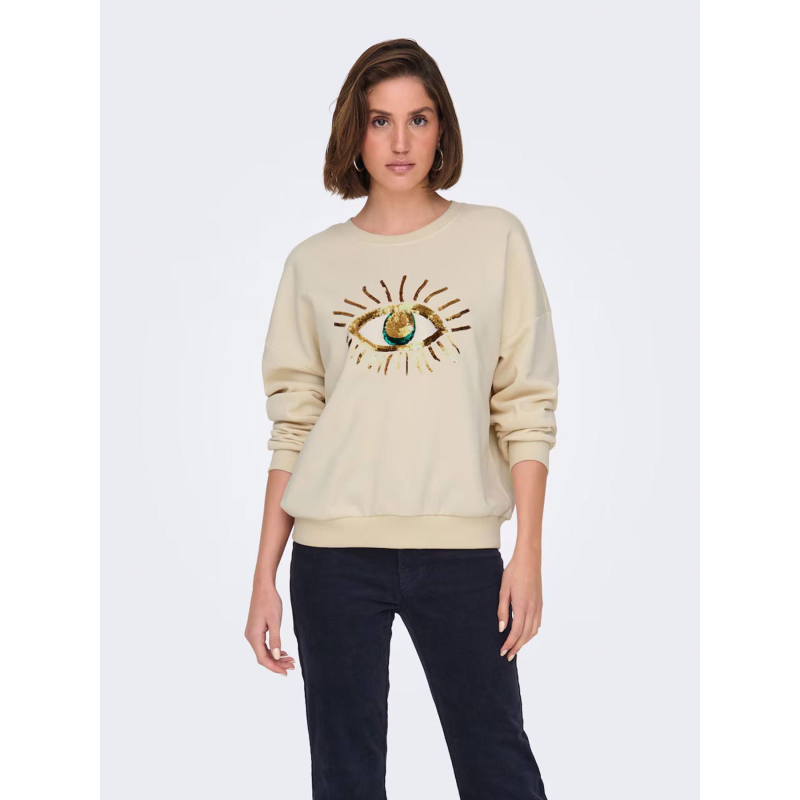 Sweatshirt chrissy beige femme - Only