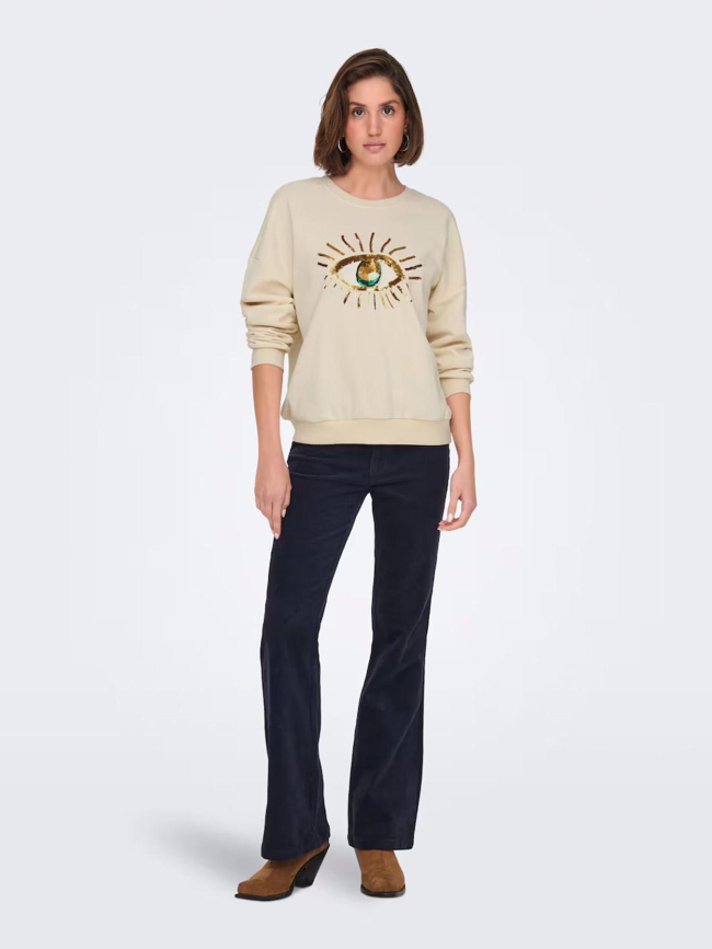 Sweatshirt chrissy beige femme - Only