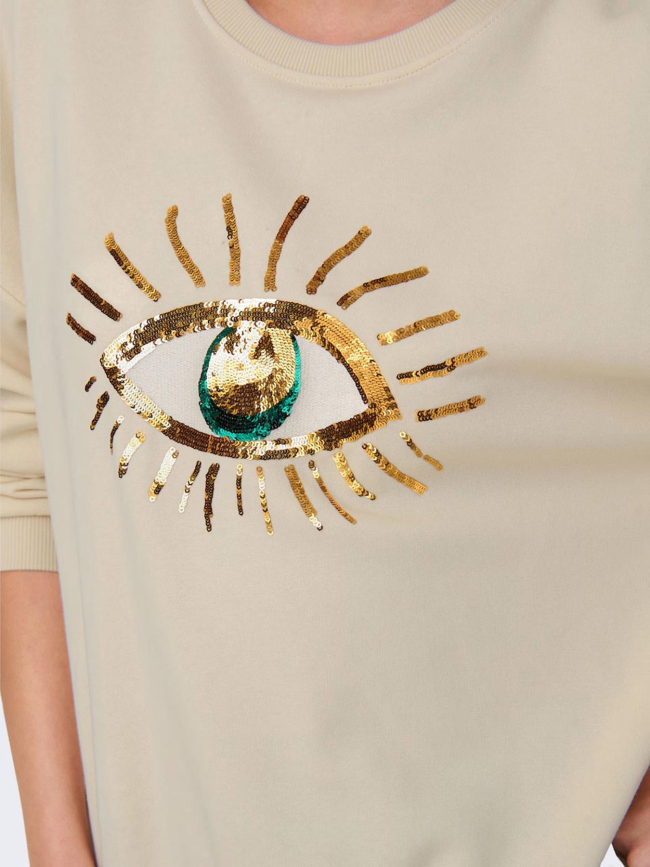 Sweatshirt chrissy beige femme - Only