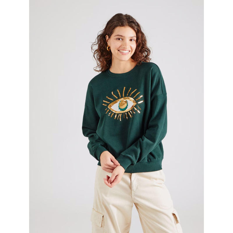 Sweatshirt chrissy vert femme - Only