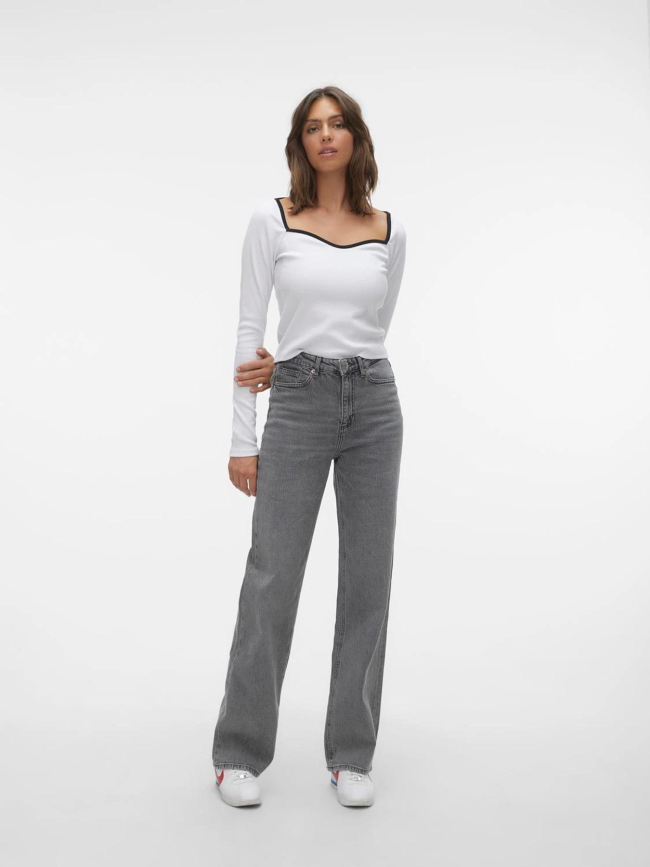 Jean large taille haute tessa gris femme - Vero Moda