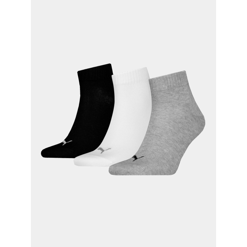3 Paires de chaussettes quarter plain noir gris blanc adulte - Puma