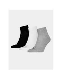3 Paires de chaussettes quarter plain noir gris blanc adulte - Puma