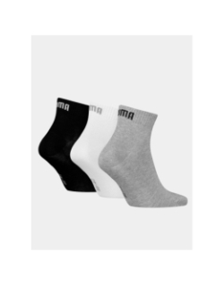 3 Paires de chaussettes quarter plain noir gris blanc adulte - Puma