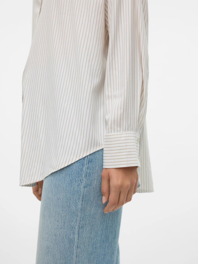 Chemise rayée oversize nora beige femme - Vero Moda