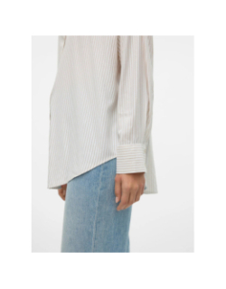 Chemise rayée oversize nora beige femme - Vero Moda