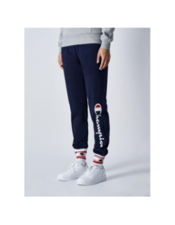Pantalon de Jogging rib cuff logo blanc brodé bleu marine femme - Champion