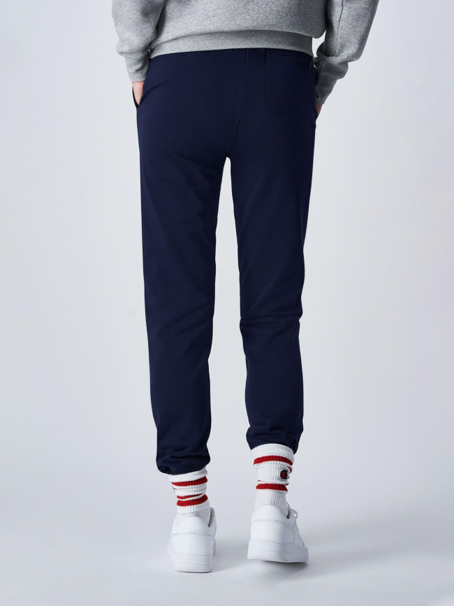 Pantalon de Jogging rib cuff logo blanc brodé bleu marine femme - Champion