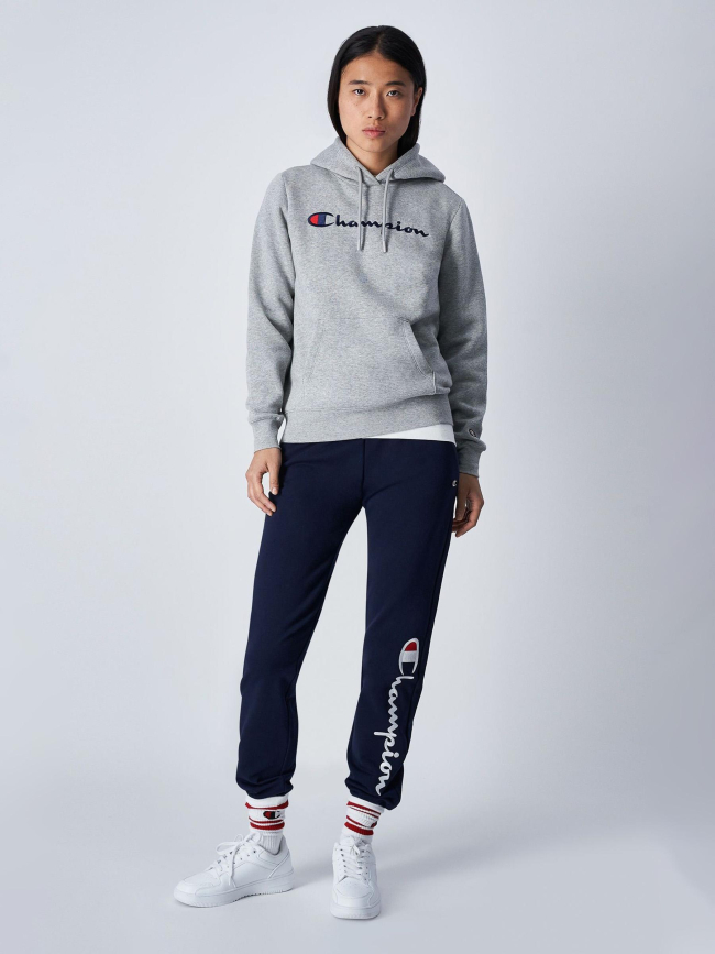 Pantalon de Jogging rib cuff logo blanc brodé bleu marine femme - Champion
