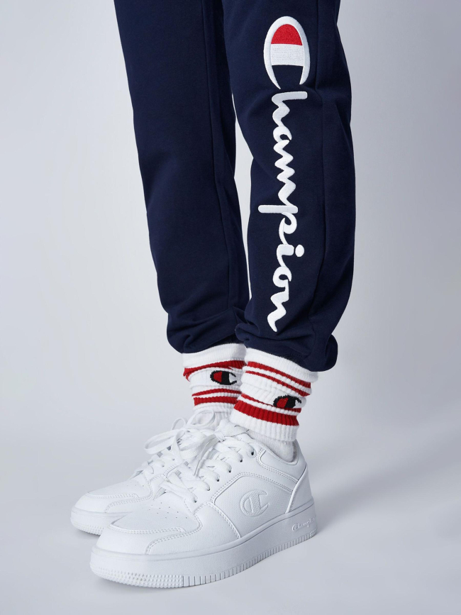 Pantalon de Jogging rib cuff logo blanc brodé bleu marine femme - Champion