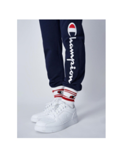 Pantalon de Jogging rib cuff logo blanc brodé bleu marine femme - Champion
