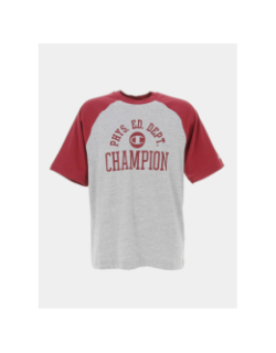 T-shirt crewneck bicolore rouge gris chiné homme - Champion