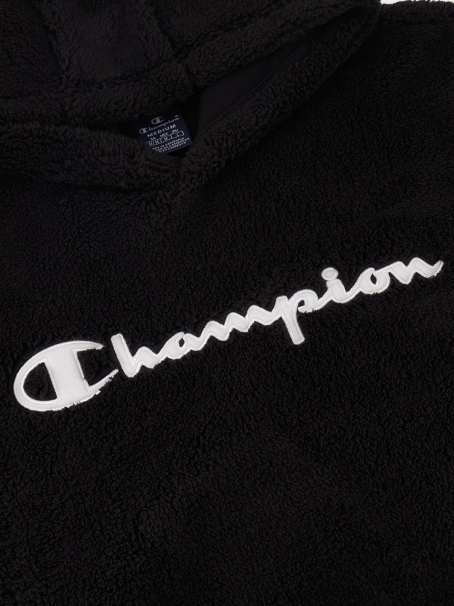 Sweat à capuche peluche noir homme - Champion
