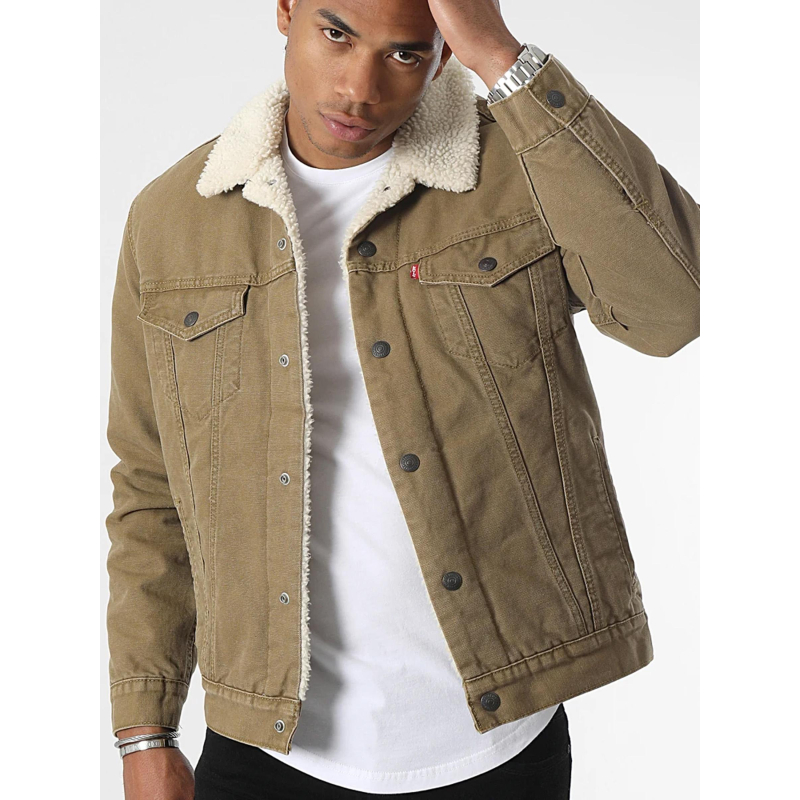 Veste sherpa trucker kaki homme - Levi's