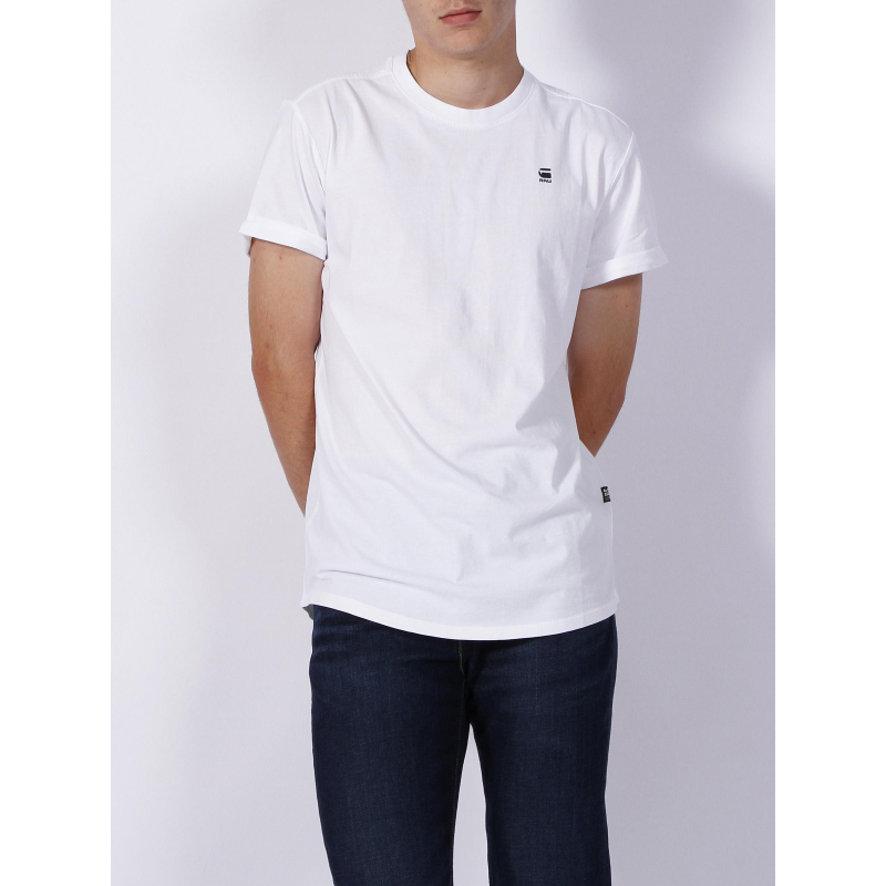 T-shirt relaxed fit basique logo imprimé blanc homme - G-Star