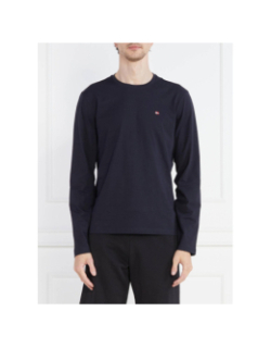 T-shirt uni manches longues salis bleu marine homme - Napapijri