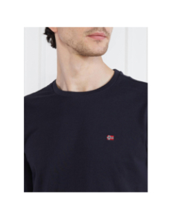 T-shirt uni manches longues salis bleu marine homme - Napapijri