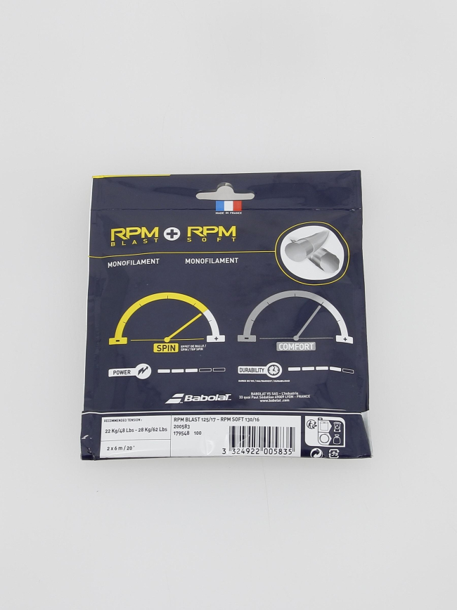 Cordage de tennis hybride rpm blast/soft - Babolat