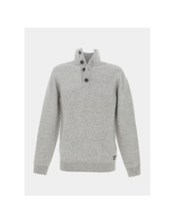 Pull col boutonné chiné gris homme - Petrol Industries