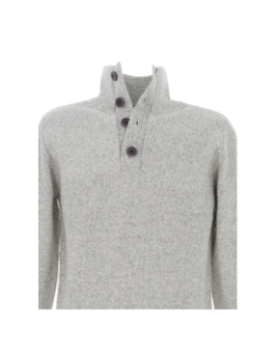 Pull col boutonné chiné gris homme - Petrol Industries