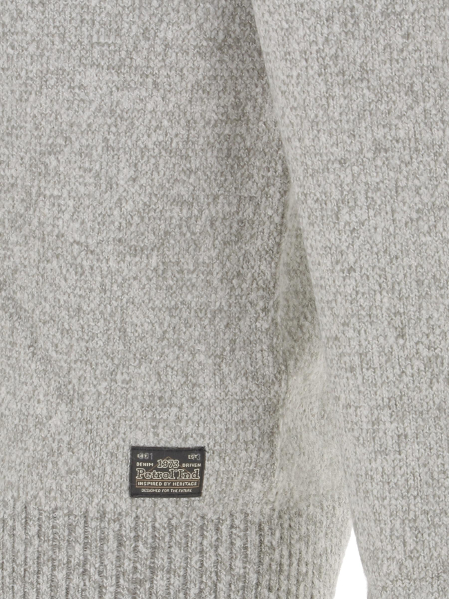 Pull col boutonné chiné gris homme - Petrol Industries