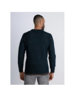 Pull col rond logo brodé marron bleu homme - Petrol Industries