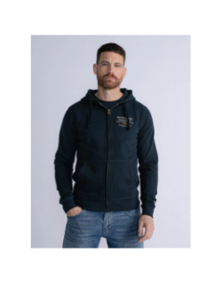 Sweat zippé à capuche brodé bleu marine homme - Petrol Industries